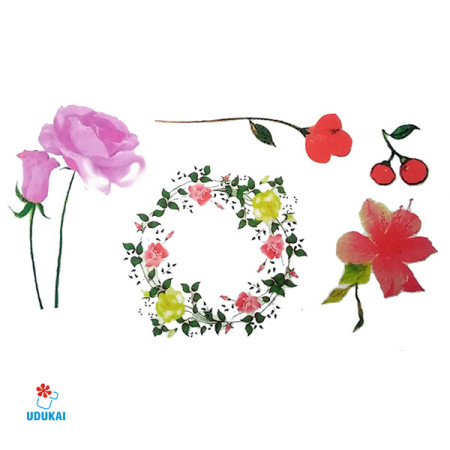 Laikina tatuiruotė Gėlės W007; 10x6cm