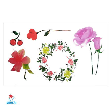 Laikina tatuiruotė Gėlės W007; 10x6cm