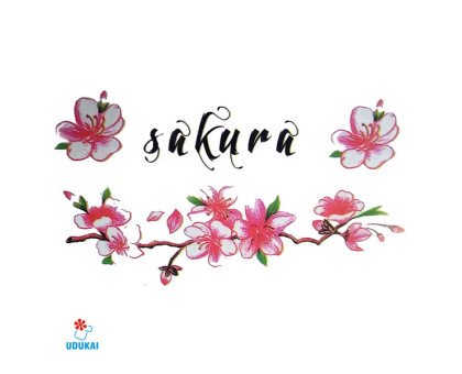 Laikina tatuiruotė Sakura W009; 10x6cm