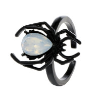 Žiedas Spider Opal Black; 17.5-21 pritaikomo dydžio