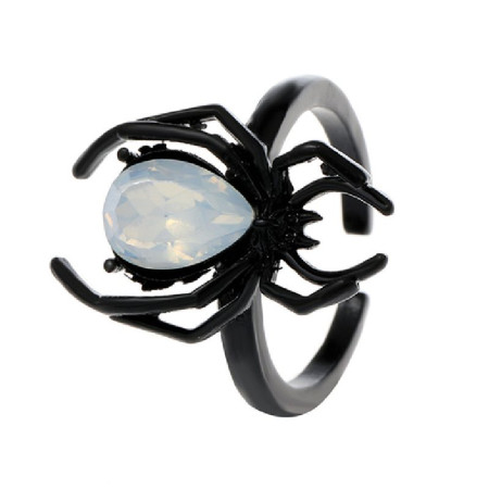 Žiedas Spider Opal Black; 17.5-21 pritaikomo dydžio