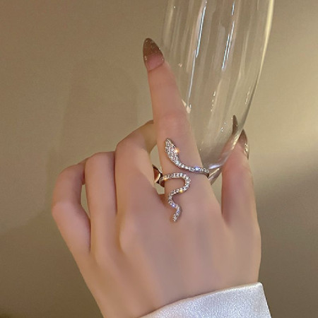 Žiedas Gyvatė Crystal sidabro spalvos; 16-19 pritaikomo dydžio Žiedas Gyvatė Crystal sidabro spalvos; 16-19 pritaikomo dydžio