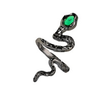 Žiedas Gyvatė Green Jade juodos spalvos; 14-20 pritaikomo dydžio