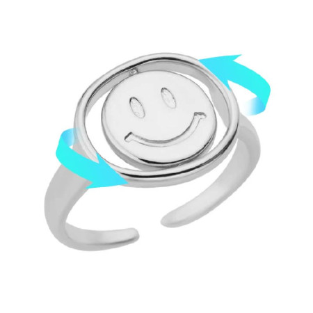 Žiedas Smile and Sad Silver; 16.5-21 pritaikomo dydžio Žiedas Smile and Sad Silver; 16.5-21 pritaikomo dydžio