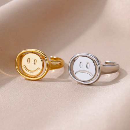 Žiedas Smile and Sad Silver; 16.5-21 pritaikomo dydžio Žiedas Smile and Sad Silver; 16.5-21 pritaikomo dydžio
