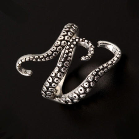 Žiedas Octopus sidabro spalvos; pritaikomo dydžio Žiedas Octopus sidabro spalvos; pritaikomo dydžio