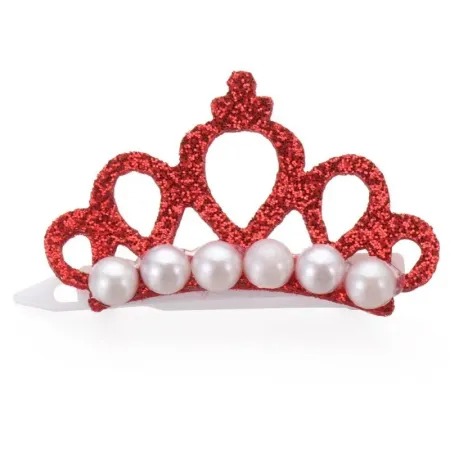 Zoo Tiara Pearl Red segtukas plaukams šunims ir katėms; 4.5x3cm  