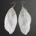 Auskarai White Wings Feathers; 2vnt