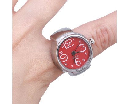 Laikrodis žiedas Time Red; kvarcinis