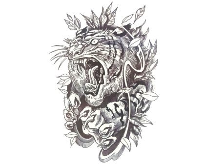 Laikina tatuiruotė Tigras 8261; 19x12cm