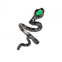 Žiedas Gyvatė Green Jade juodos spalvos; 14-20 pritaikomo dydžio
