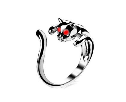 Žiedas Katė raudonom akytėm; universalaus dydžio