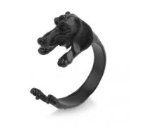 Žiedas Šuniukas juodos spalvos; universalaus dydžio