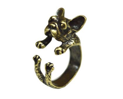 Žiedas Prancūzų buldogas bronzos spalvos; universalaus dydžio